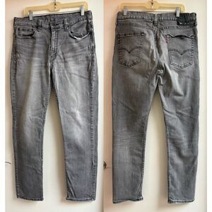 Levi’s 514 Slim Straight Gray Jeans 36x34 Mens Acid Wash Dark Grey Denim Pants